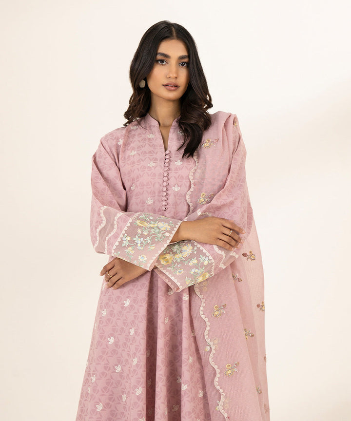 3 Piece - Embroidered Jacquard Suit